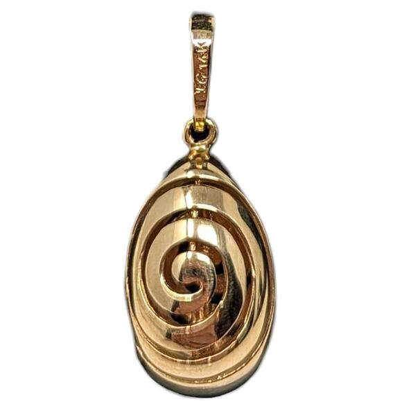 Vintage Jewelry - EG 14K Yellow Gold Swirl Spiral Pendant – Modern Teardrop Design, 4.13g